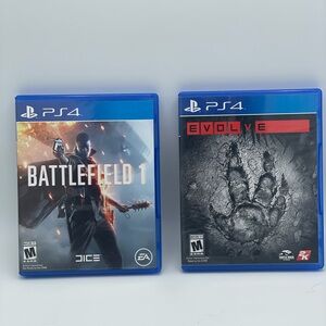 Sony Play station 4 Battlefield 1 and Evolve Game Set - Blue Cases
